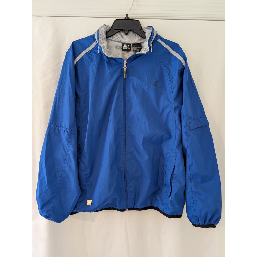 Vintage Starter Jacket Mens Medium All Weather Blue Lightweight Y2K Full Zip 90s
